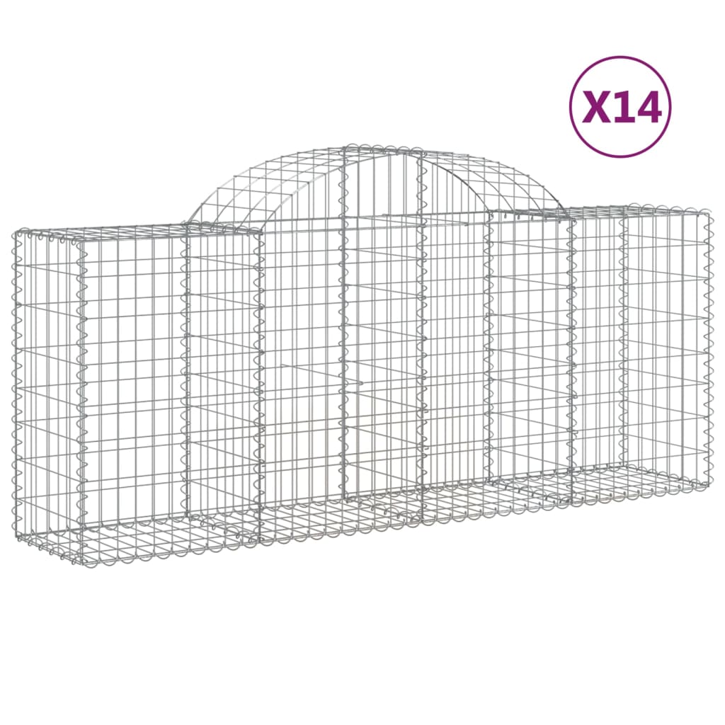 vidaXL Paniers à gabions arqués 14 pcs 200x50x80/100 cm Fer galvanisé