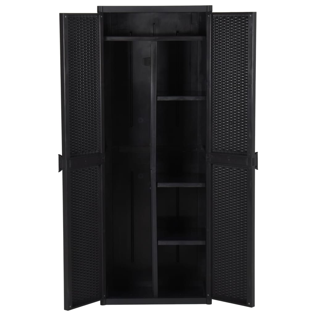 vidaXL Armoire de rangement de jardin Noir 65x45x172 cm PP Rotin