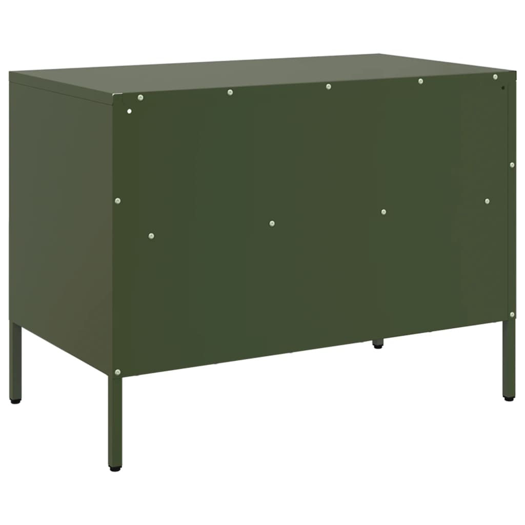 vidaXL Meuble TV vert olive 68x39x50,5 cm acier