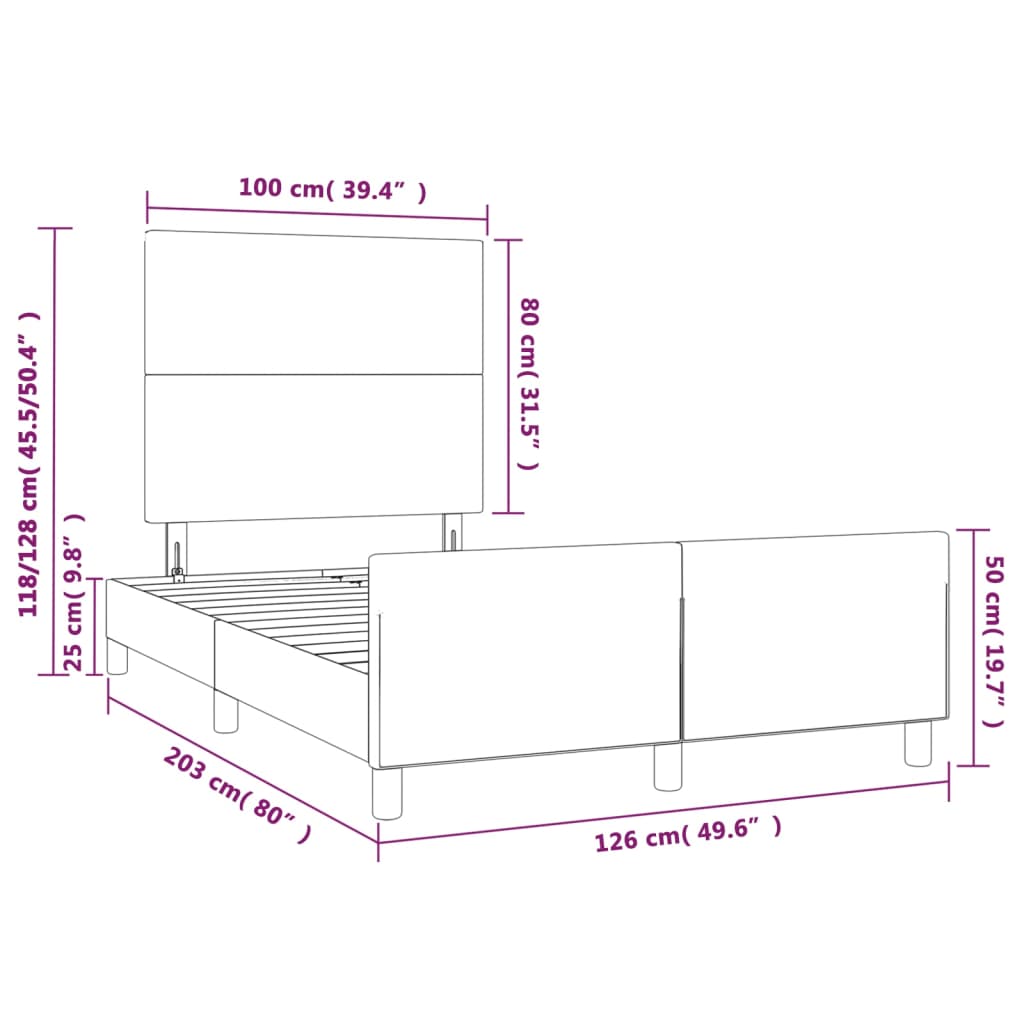 vidaXL Cadre de lit sans matelas rose 120x200 cm velours