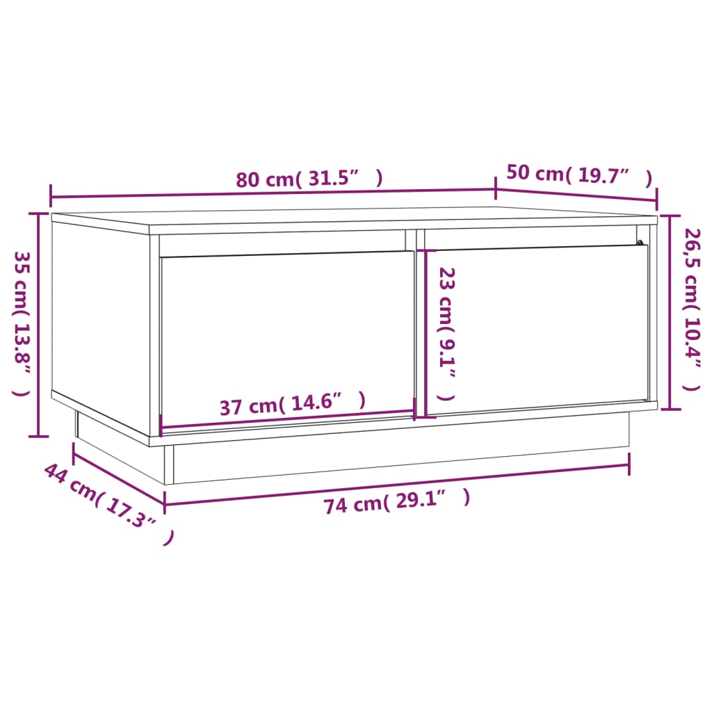 vidaXL Table basse Marron miel 80x50x35 cm Bois massif de pin