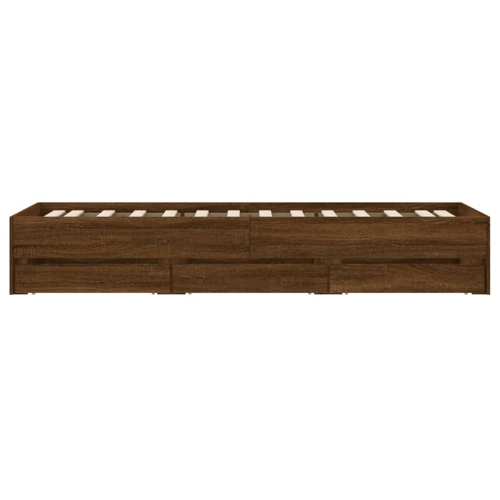 vidaXL Cadre de lit avec tiroirs sans matelas chêne marron 90x200 cm