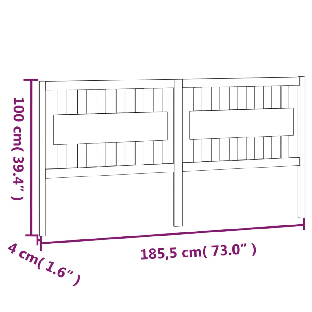 vidaXL Tête de lit Blanc 185,5x4x100 cm Bois massif de pin