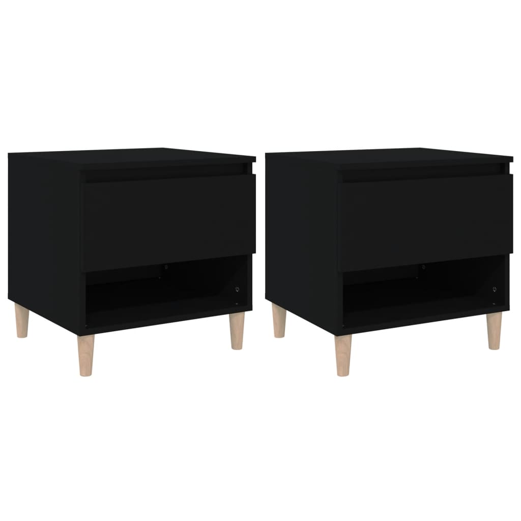 vidaXL Tables de chevet 2 pcs Noir 50x46x50 cm Bois d’ingénierie