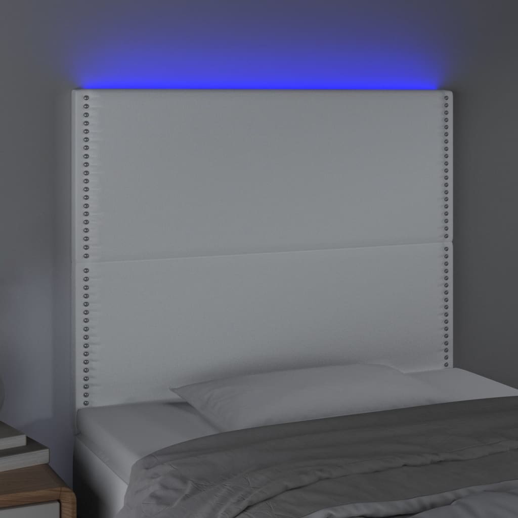 vidaXL Tête de lit à LED Blanc 100x5x118/128 cm Similicuir