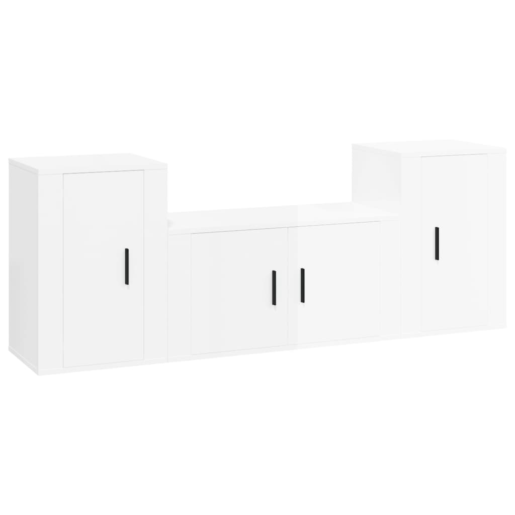 vidaXL Ensemble de meubles TV 3 pcs Blanc brillant Bois d'ingénierie