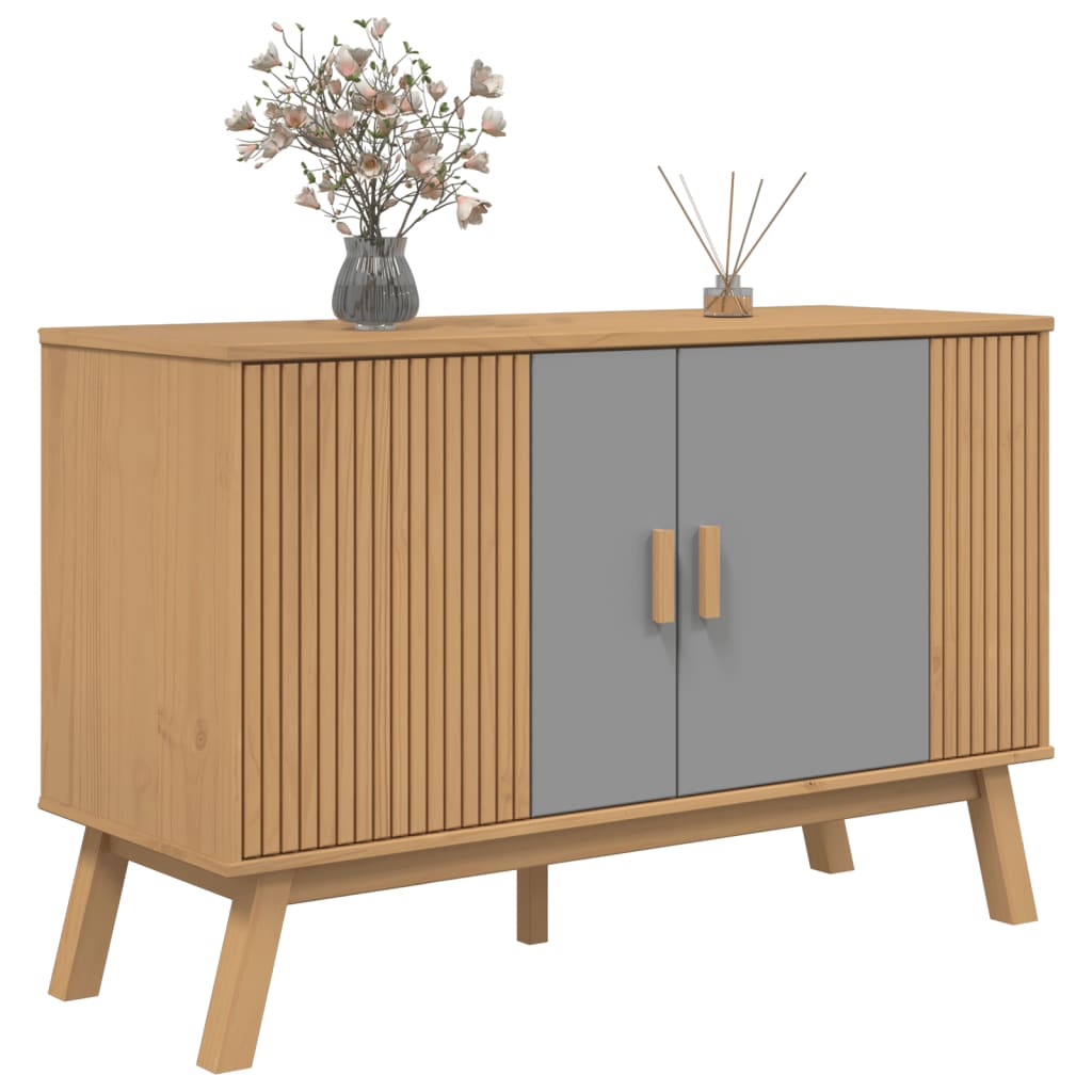 vidaXL Buffet OLDEN gris et marron 114x43x73,5 cm bois massif de pin