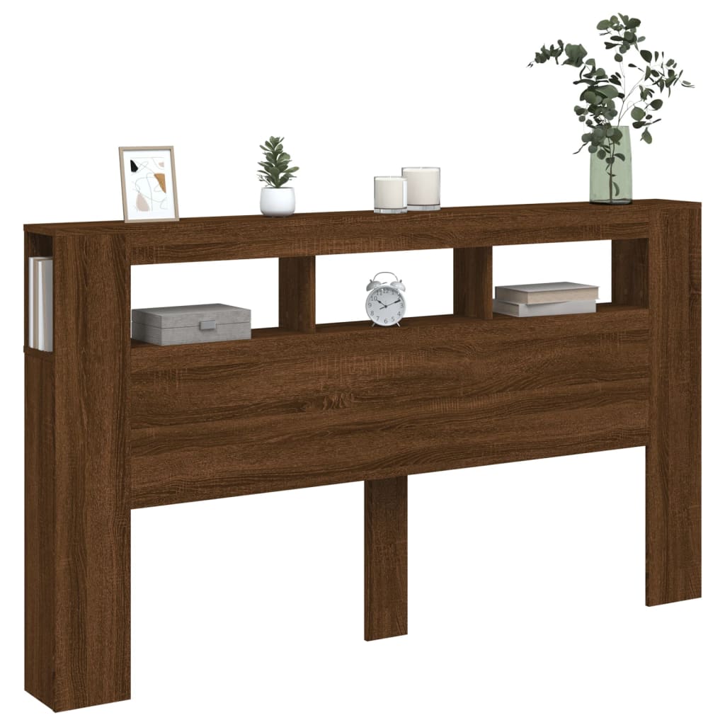 vidaXL Tête de lit à LED chêne marron 180x18,5x103,5cm bois ingénierie