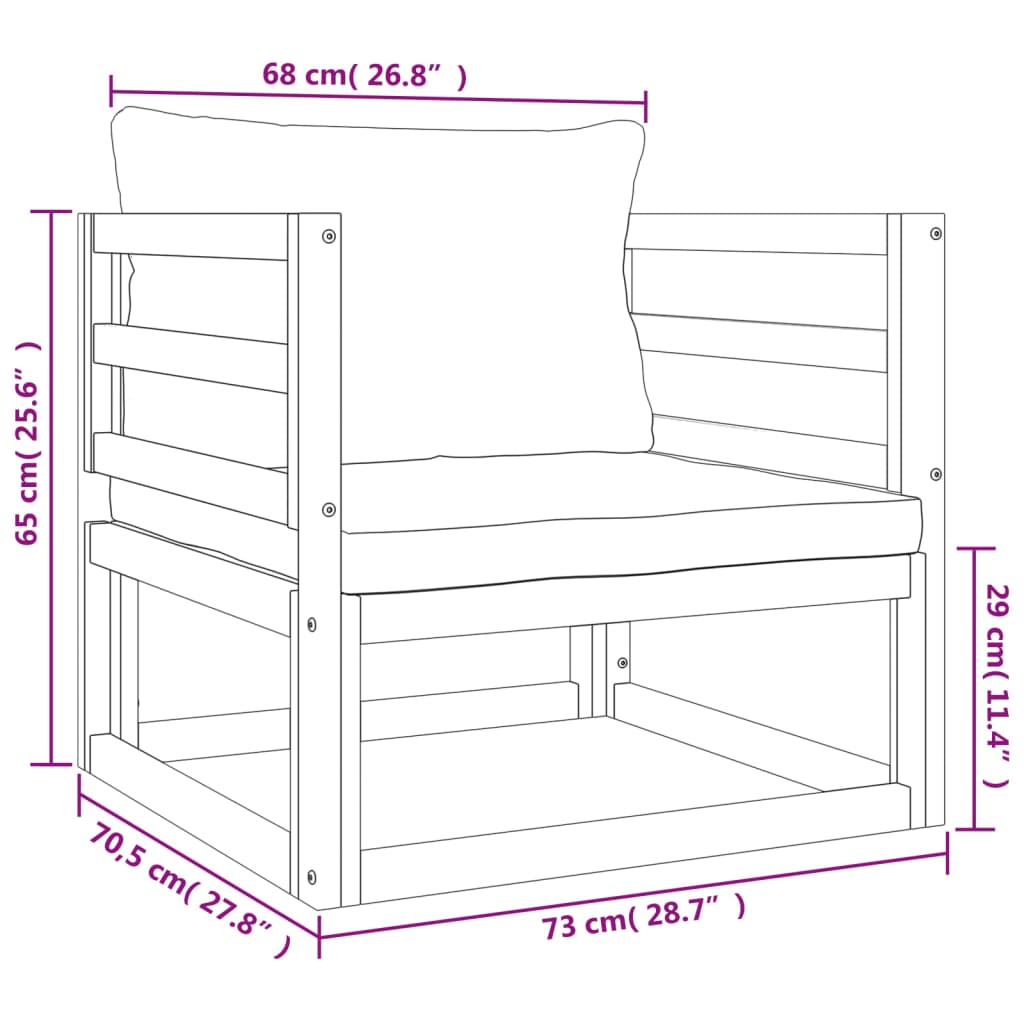 vidaXL Salon de jardin 5 pcs avec coussins taupe bois massif