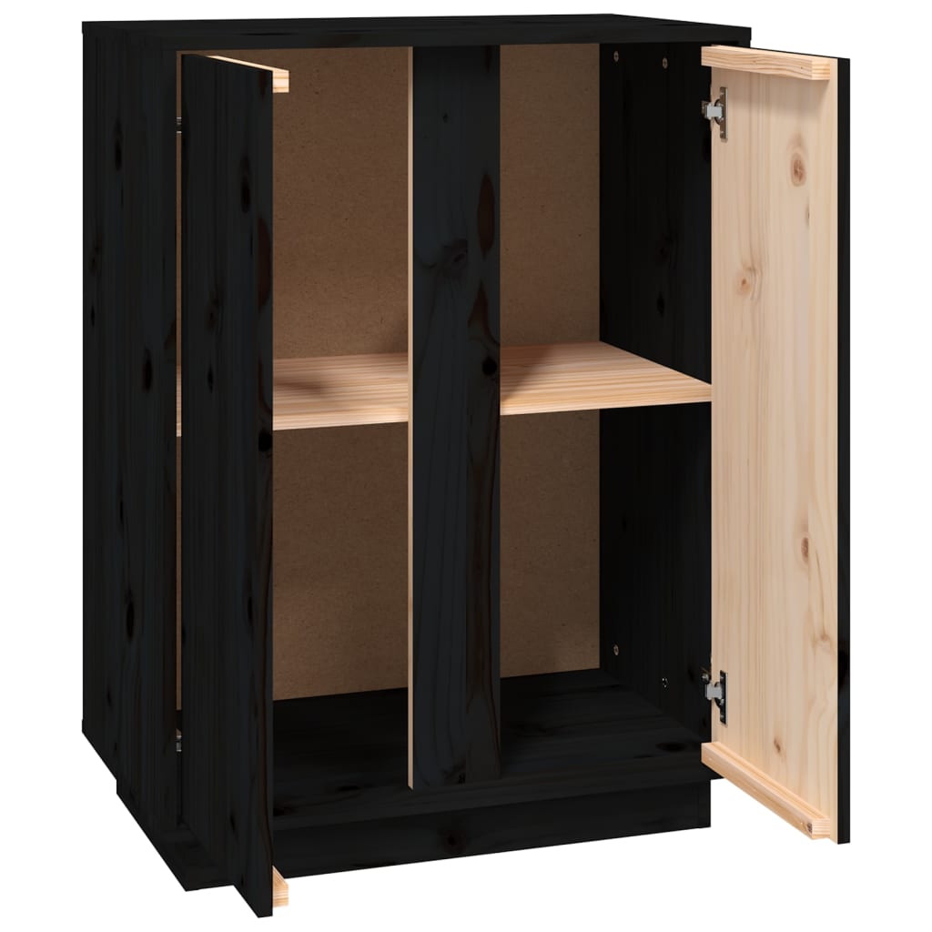 vidaXL Buffet Noir 60x35x80 cm Bois massif de pin