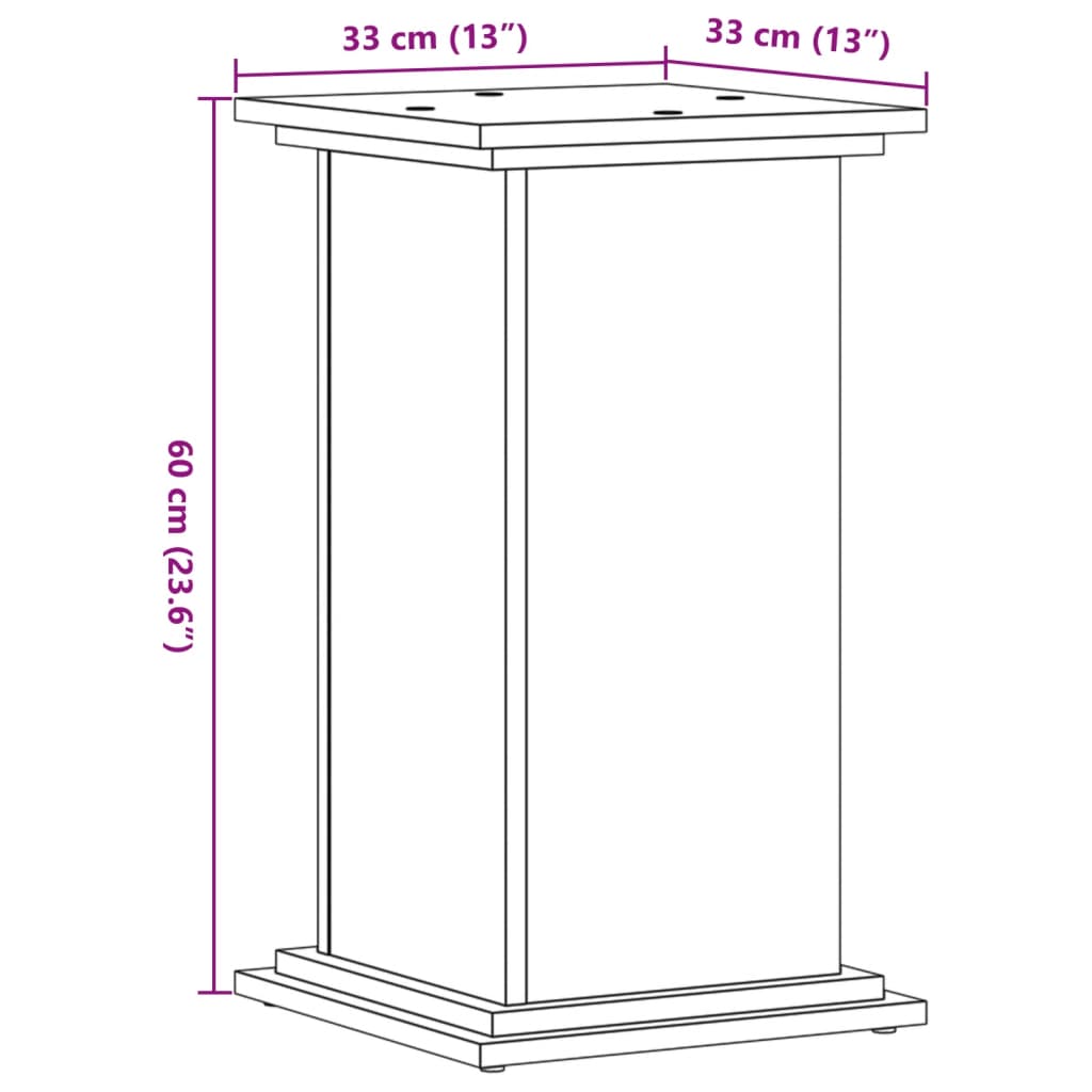 vidaXL Support pour plantes chêne fumé 33x33x60 cm bois d'ingénierie