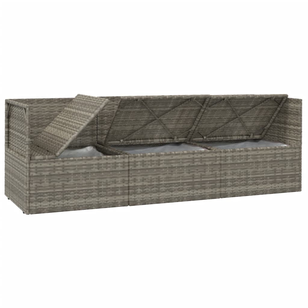 vidaXL Salon de jardin 3 pcs avec coussins Gris Résine tressée