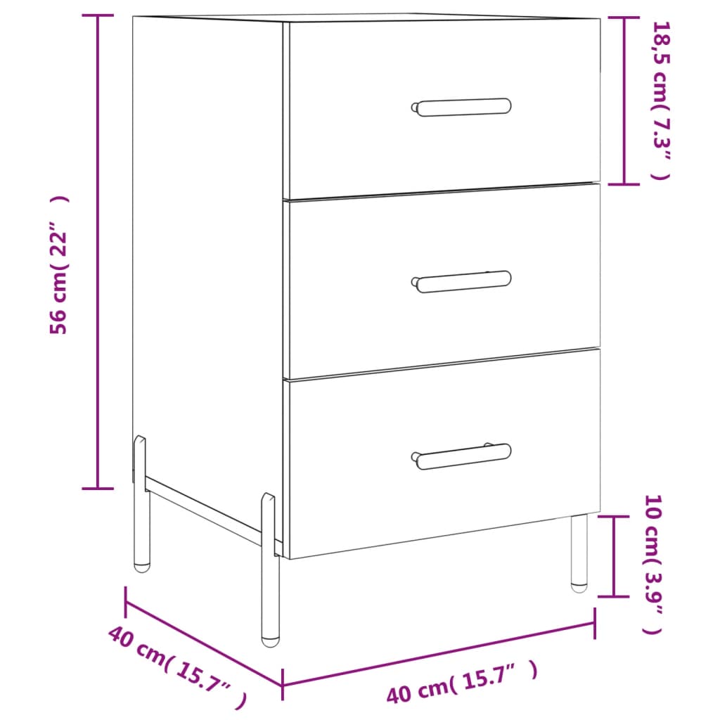 vidaXL Table de chevet chêne marron 40x40x66 cm bois d'ingénierie