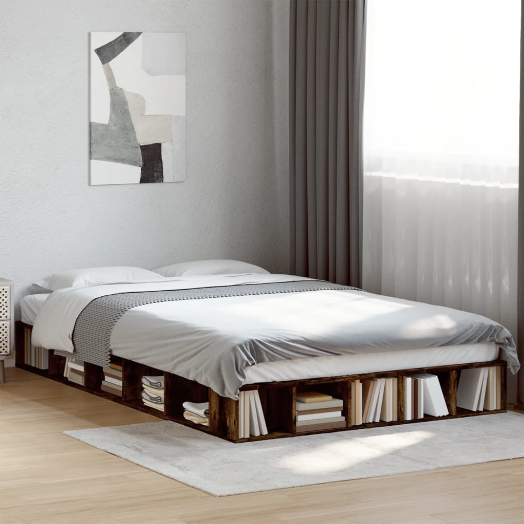 vidaXL Cadre de lit sans matelas chêne fumé 120x200 cm