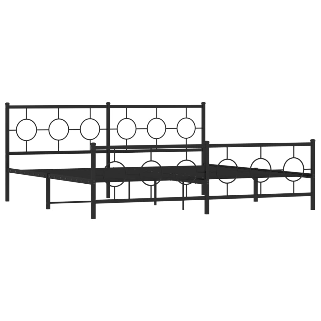 vidaXL Cadre de lit métal sans matelas avec pied de lit noir 200x200cm