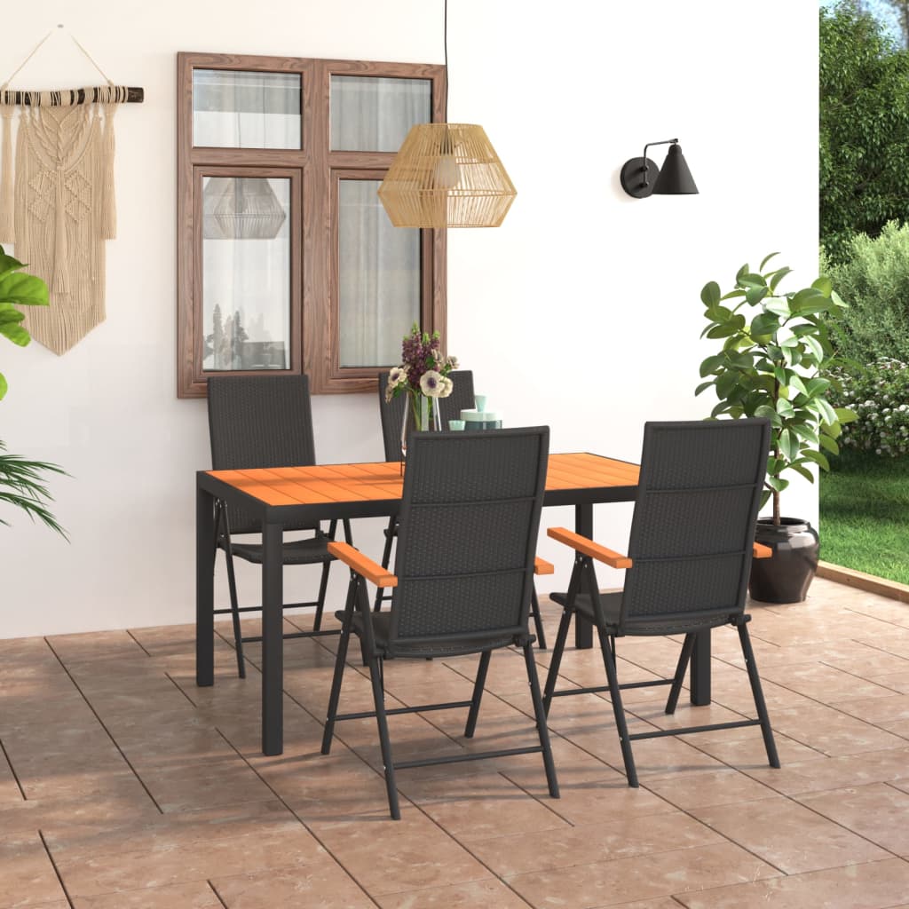 vidaXL Ensemble à manger de jardin 5 pcs noir et marron