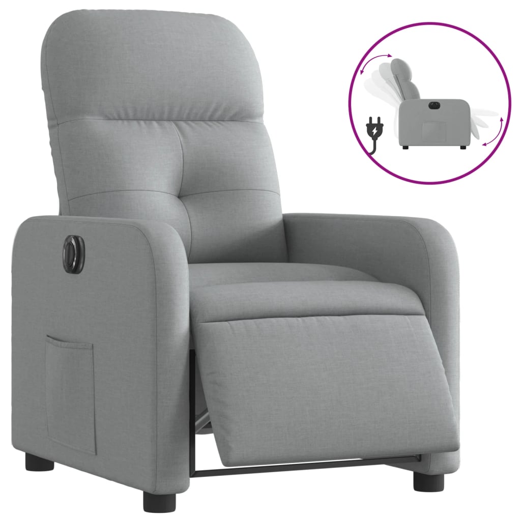 vidaXL Fauteuil inclinable électrique Gris clair Tissu