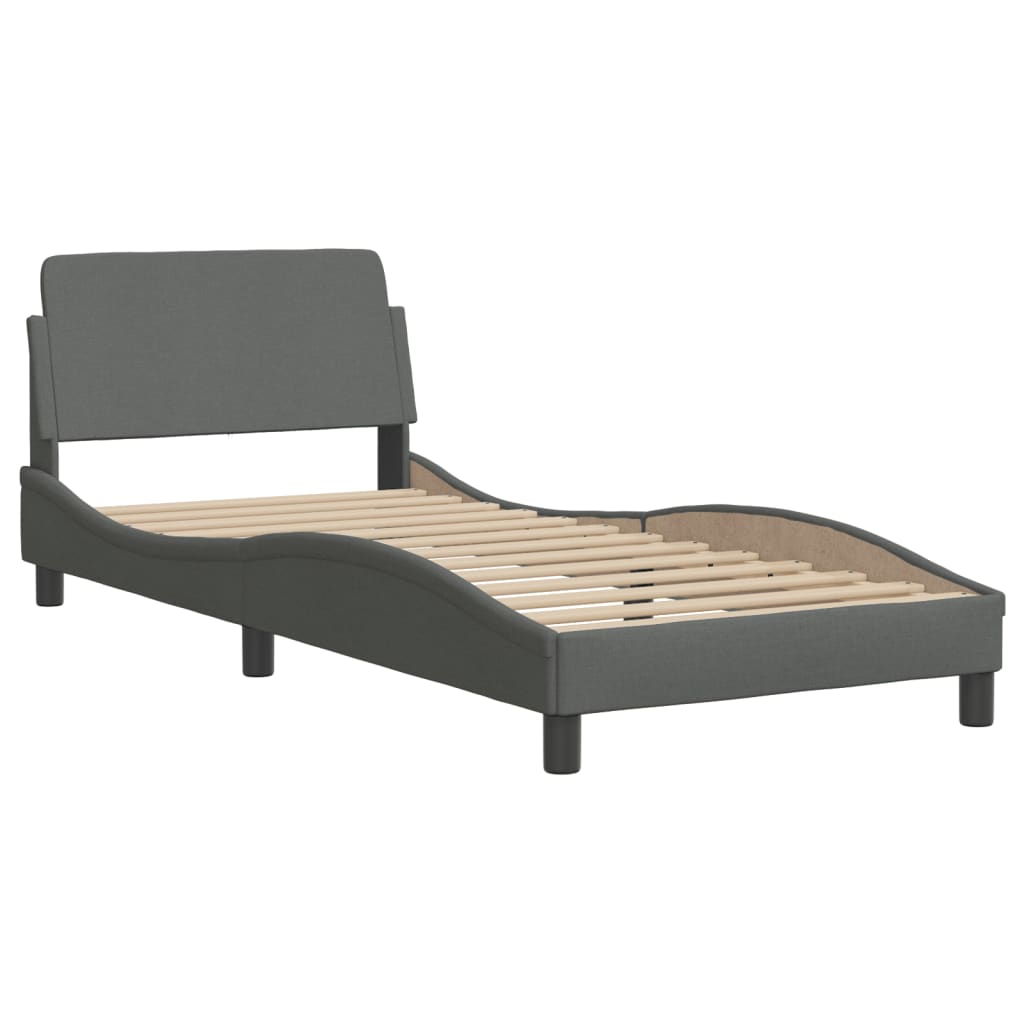 vidaXL Lit avec matelas gris foncé 90x190 cm tissu