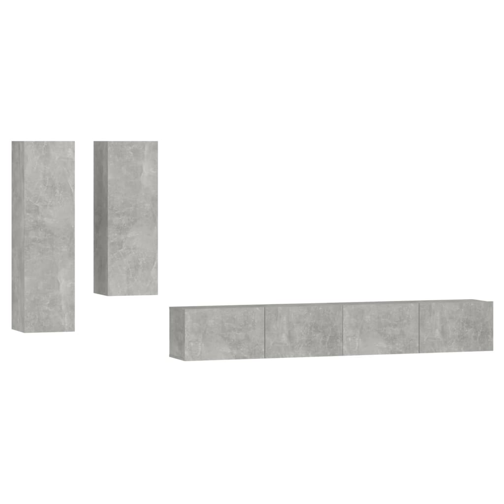 vidaXL Ensemble de meubles TV 4 pcs Gris béton Bois d'ingénierie