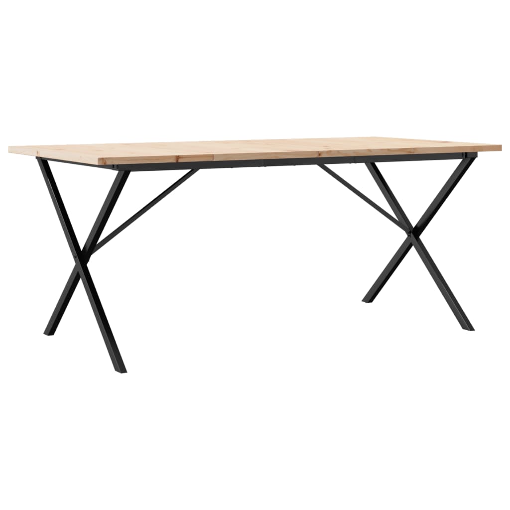 vidaXL Table à manger cadre en X 180x90x75,5 cm bois pin massif acier