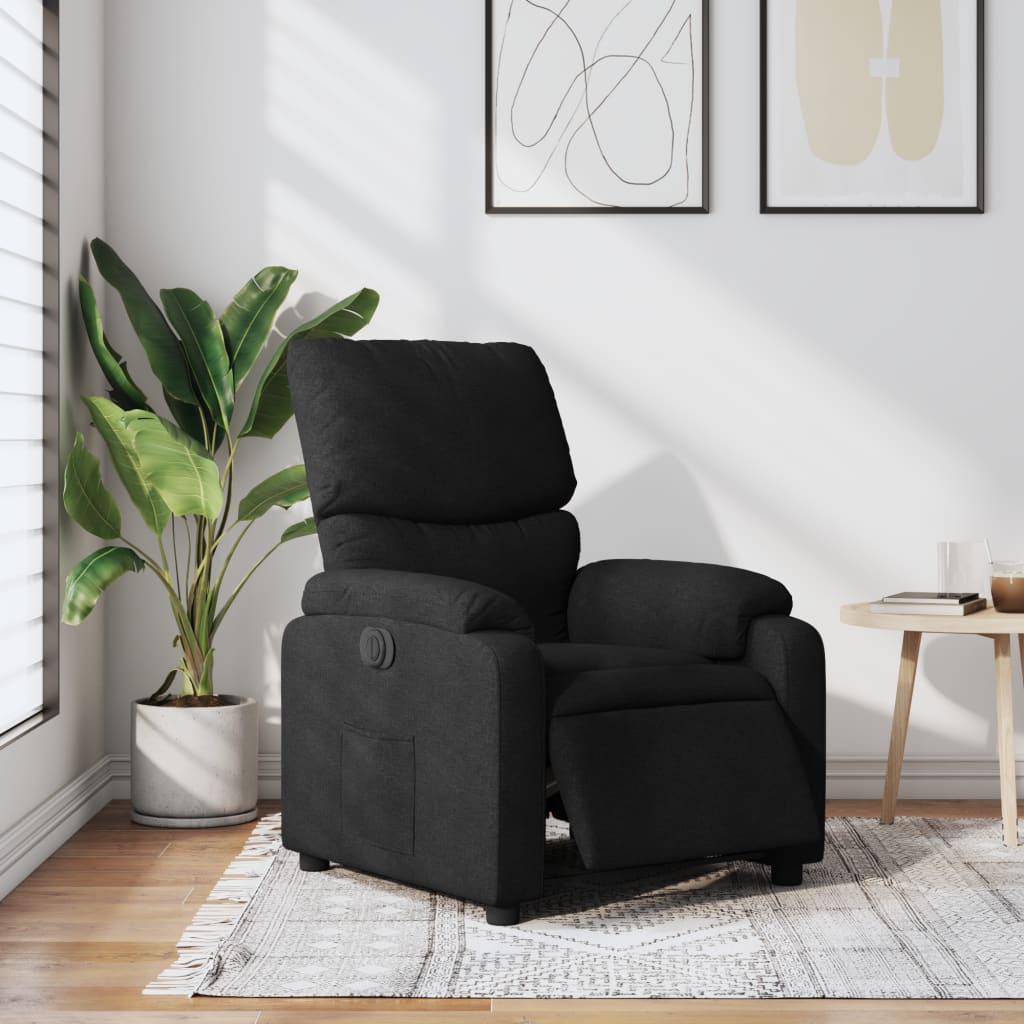 vidaXL Fauteuil inclinable électrique Noir Tissu