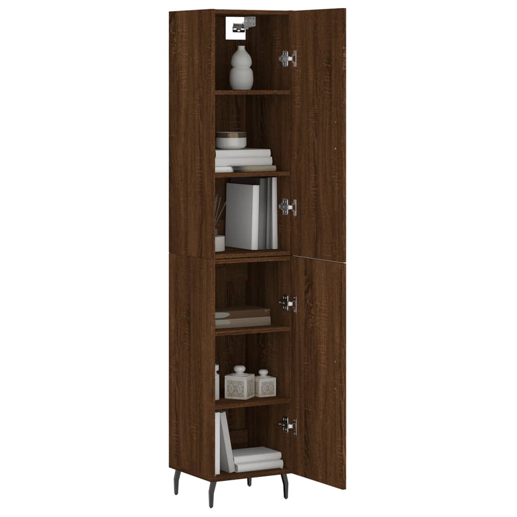 vidaXL Buffet haut Chêne marron 34,5x34x180 cm Bois d'ingénierie