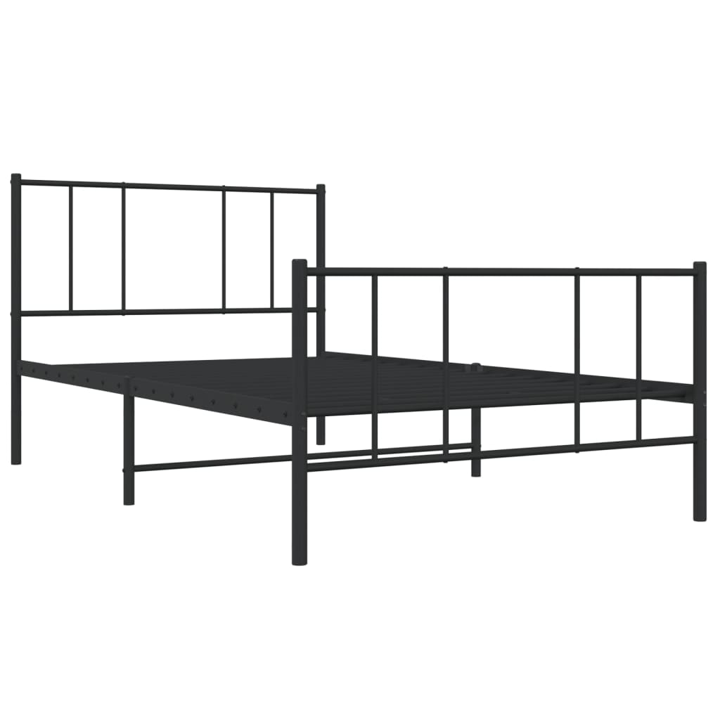 vidaXL Cadre de lit métal sans matelas avec pied de lit noir 100x190cm