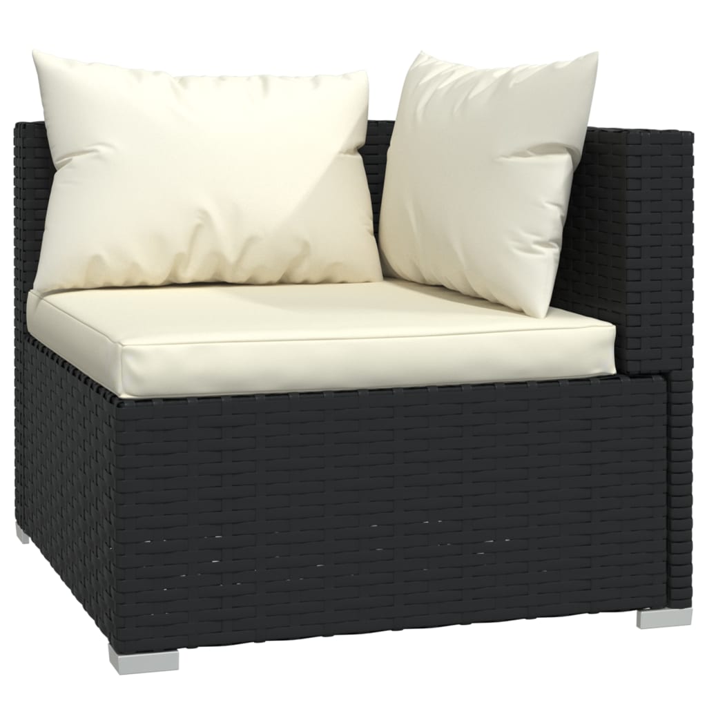 vidaXL Salon de jardin 7 pcs avec coussins Résine tressée Noir