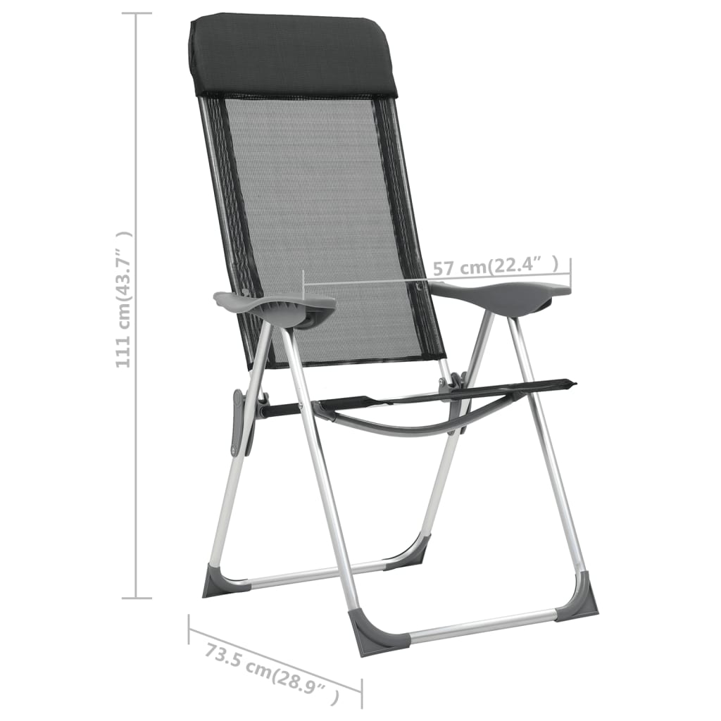 vidaXL Chaises pliables de camping lot de 4 Noir Aluminium