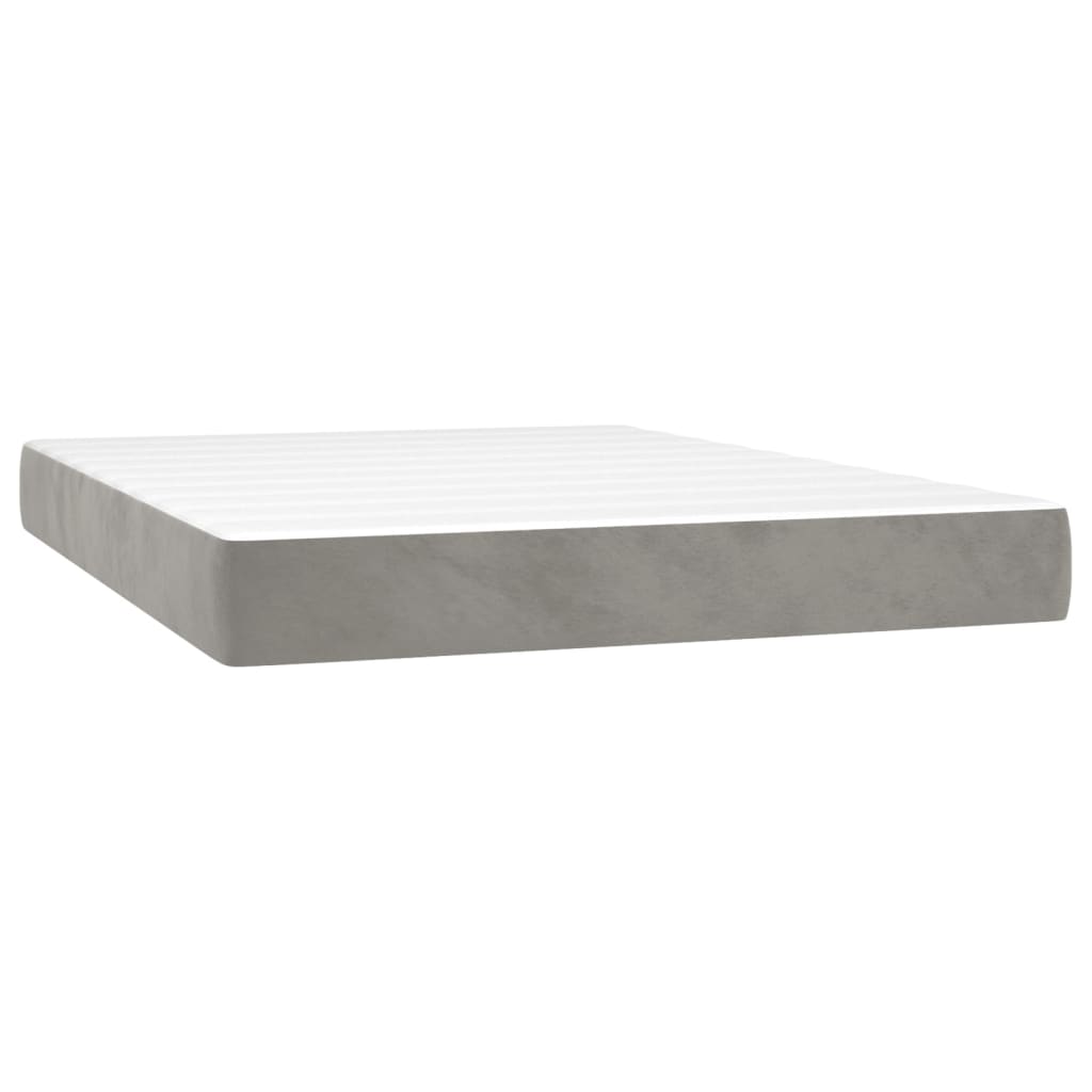 vidaXL Sommier à lattes de lit et matelas Gris clair 140x190cm Velours