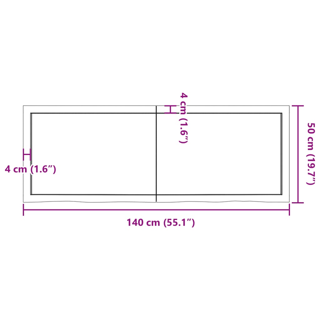 vidaXL Dessus de table 140x50x(2-4) cm bois de chêne massif non traité