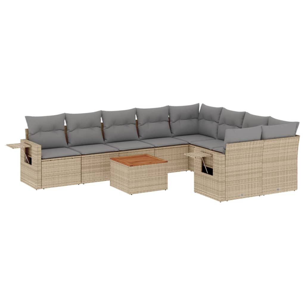 vidaXL Salon de jardin et coussins 10 pcs mélange beige résine tressée