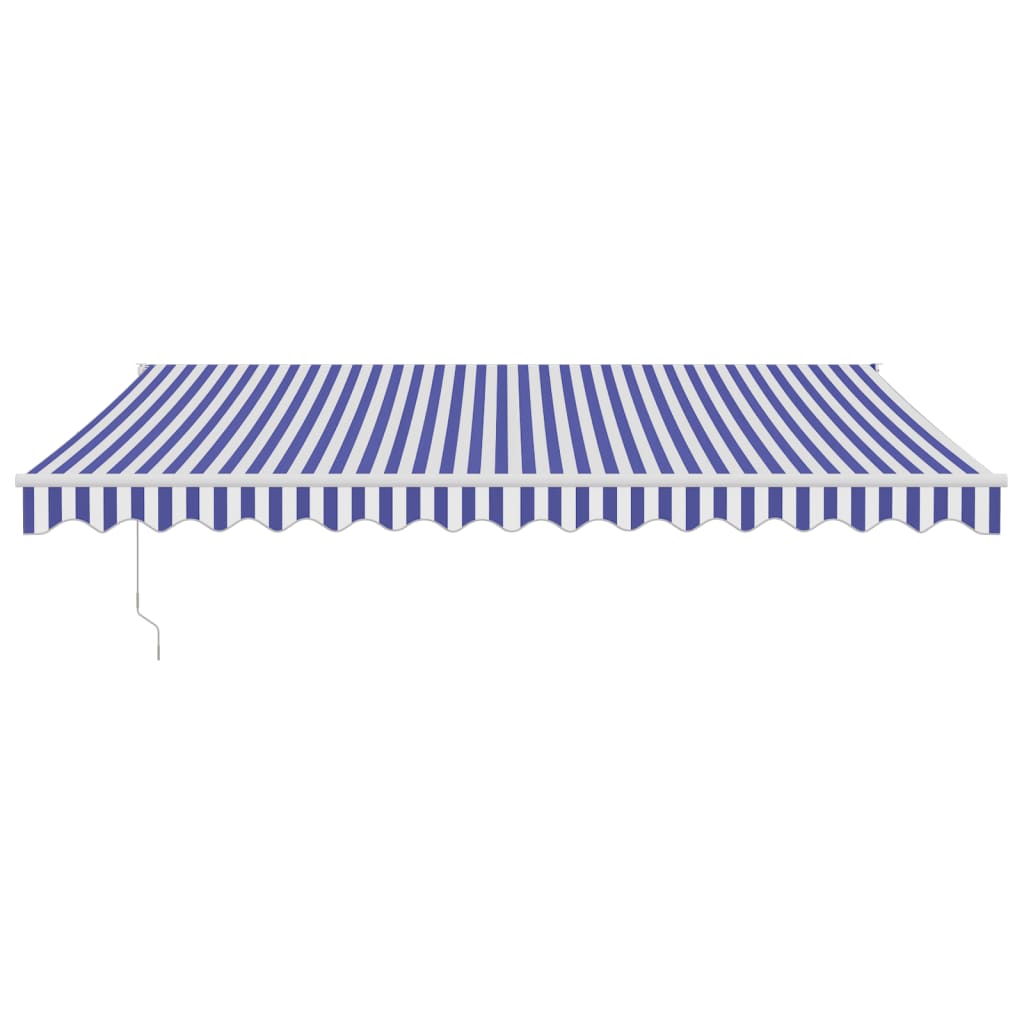 vidaXL Auvent rétractable bleu et blanc 4x3 m tissu et aluminium