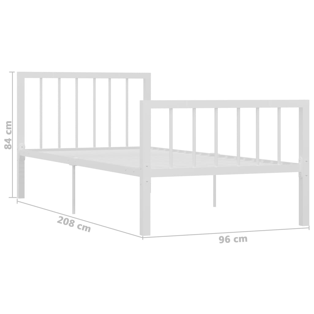 vidaXL Cadre de lit sans matelas blanc métal 90x200 cm