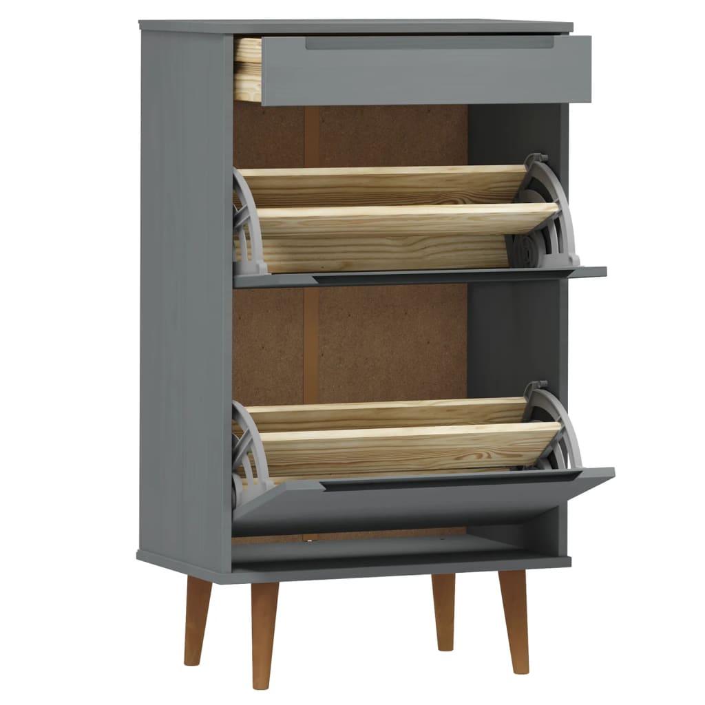 vidaXL Armoire à chaussures MOLDE Gris 59,5x35x103 cm Bois de pin