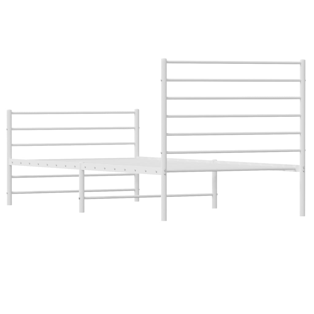 vidaXL Cadre de lit métal sans matelas avec pied de lit blanc 90x200cm