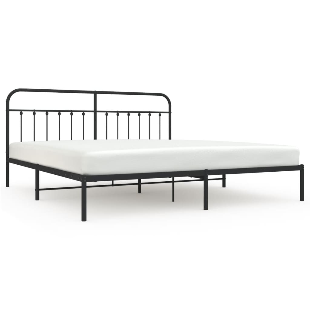 vidaXL Cadre de lit métal sans matelas avec tête de lit noir 193x203cm