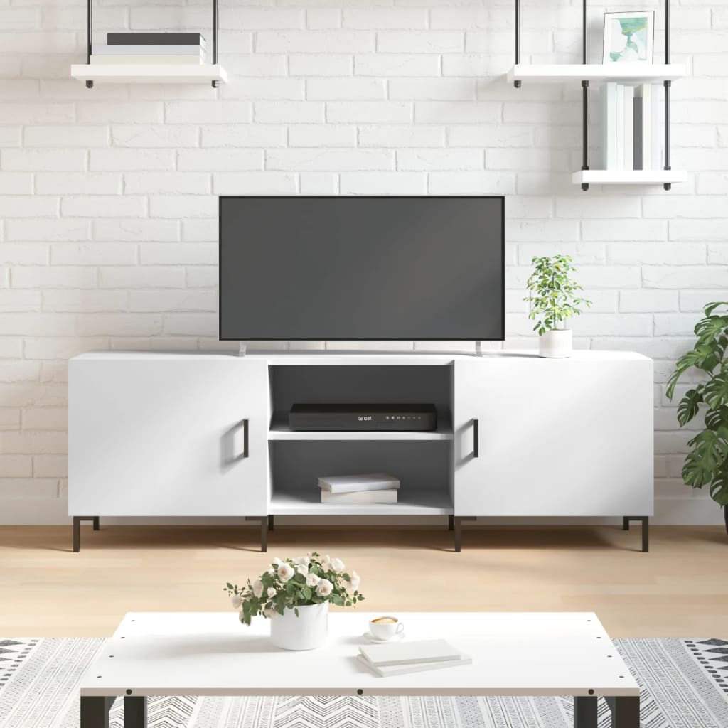 vidaXL Meuble TV blanc 150x30x50 cm bois d'ingénierie