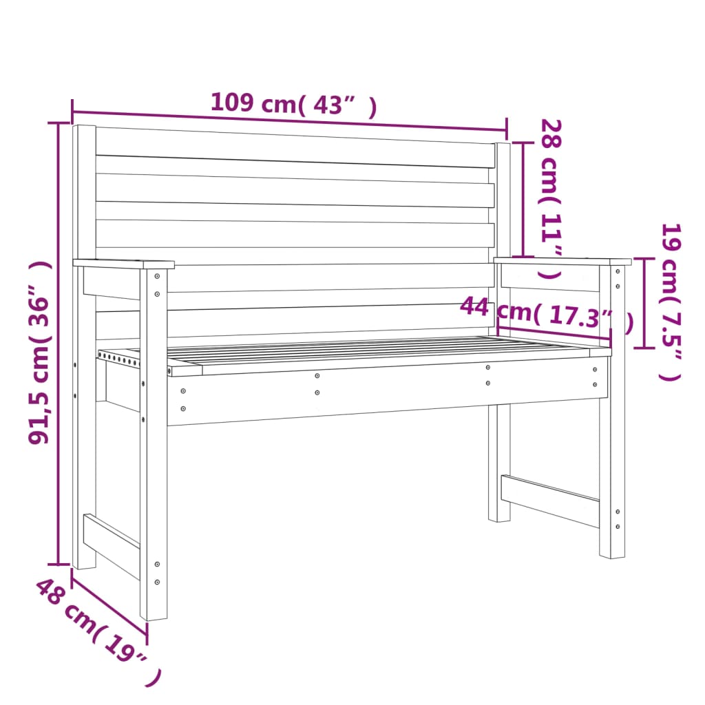 vidaXL Banc de jardin 109x48x91,5 cm bois massif de douglas