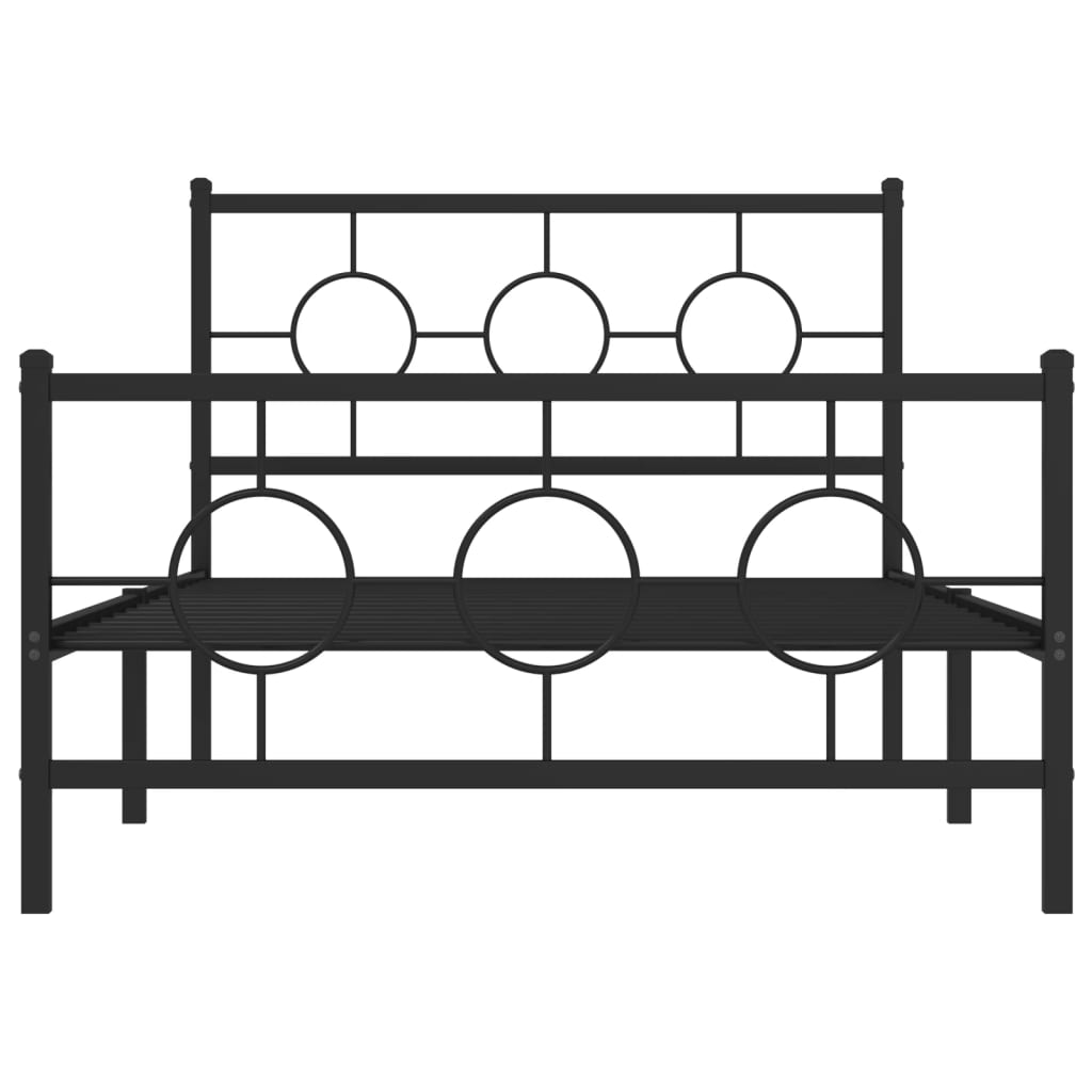 vidaXL Cadre de lit métal sans matelas avec pied de lit noir 107x203cm