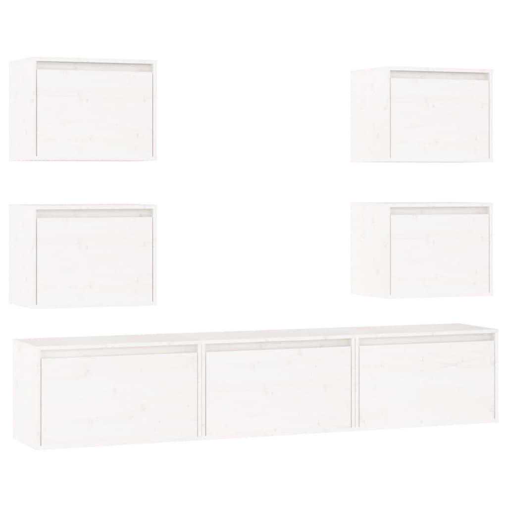 vidaXL Meubles TV 7 pcs Blanc Bois massif de pin