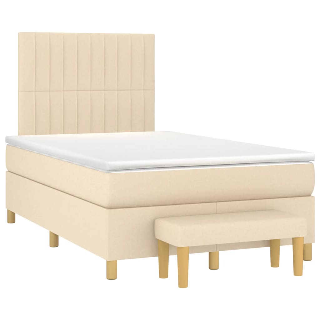 vidaXL Sommier à lattes de lit avec matelas crème 120x190 cm tissu