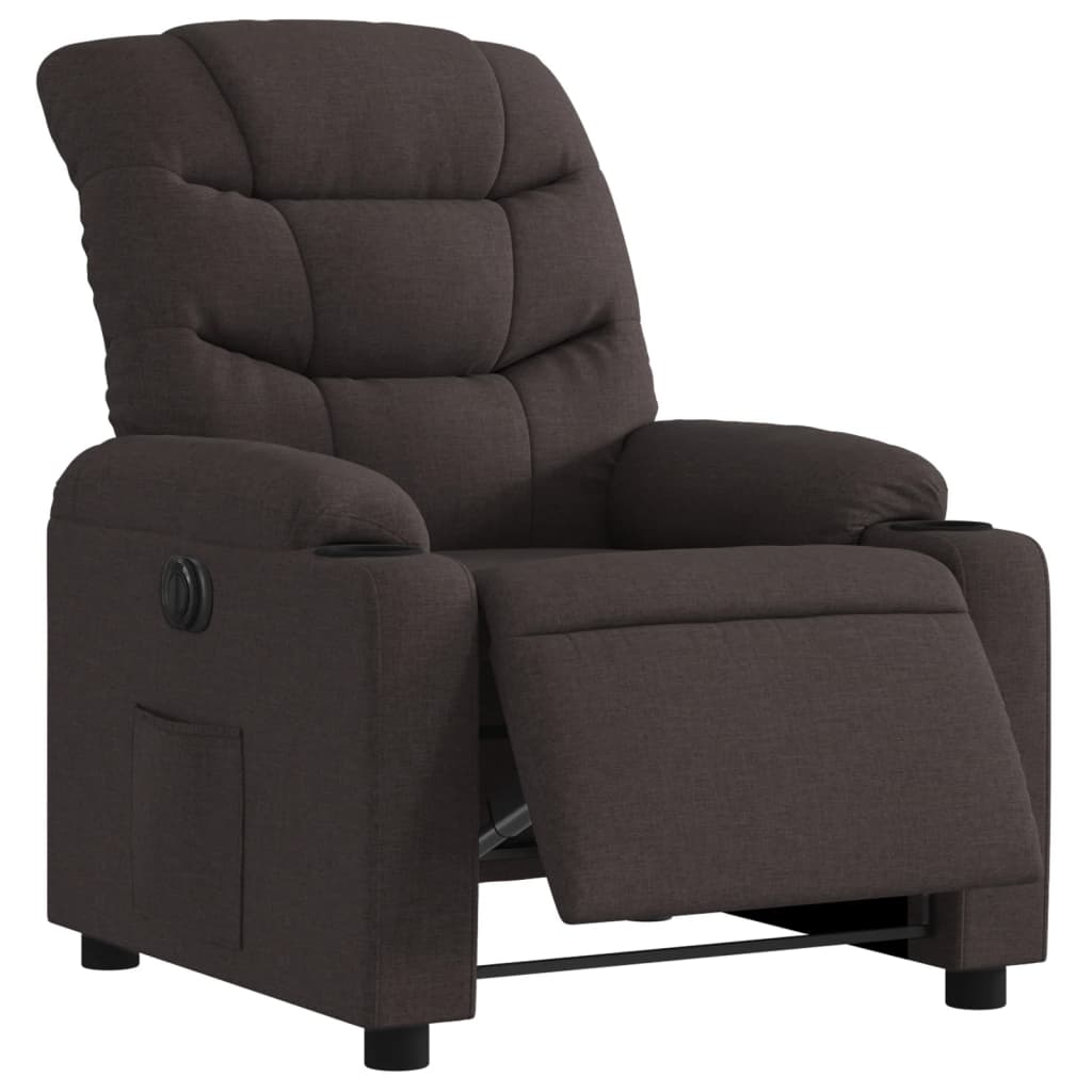 vidaXL Fauteuil inclinable électrique Marron foncé Tissu