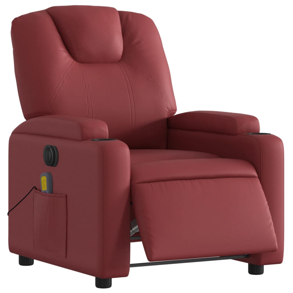 vidaXL Fauteuil de massage inclinable électrique rouge bordeaux