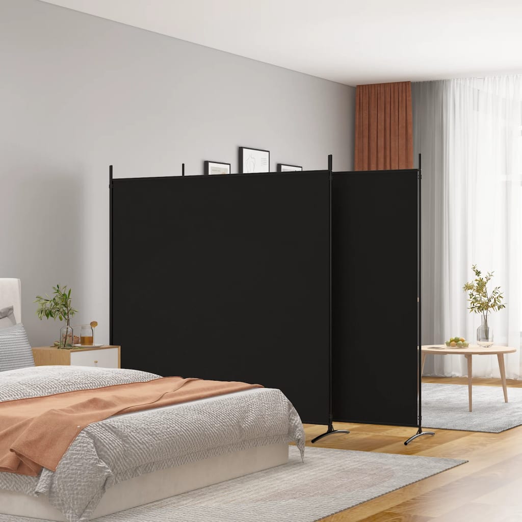 vidaXL Cloison de séparation 3 panneaux Noir 525x180 cm Tissu