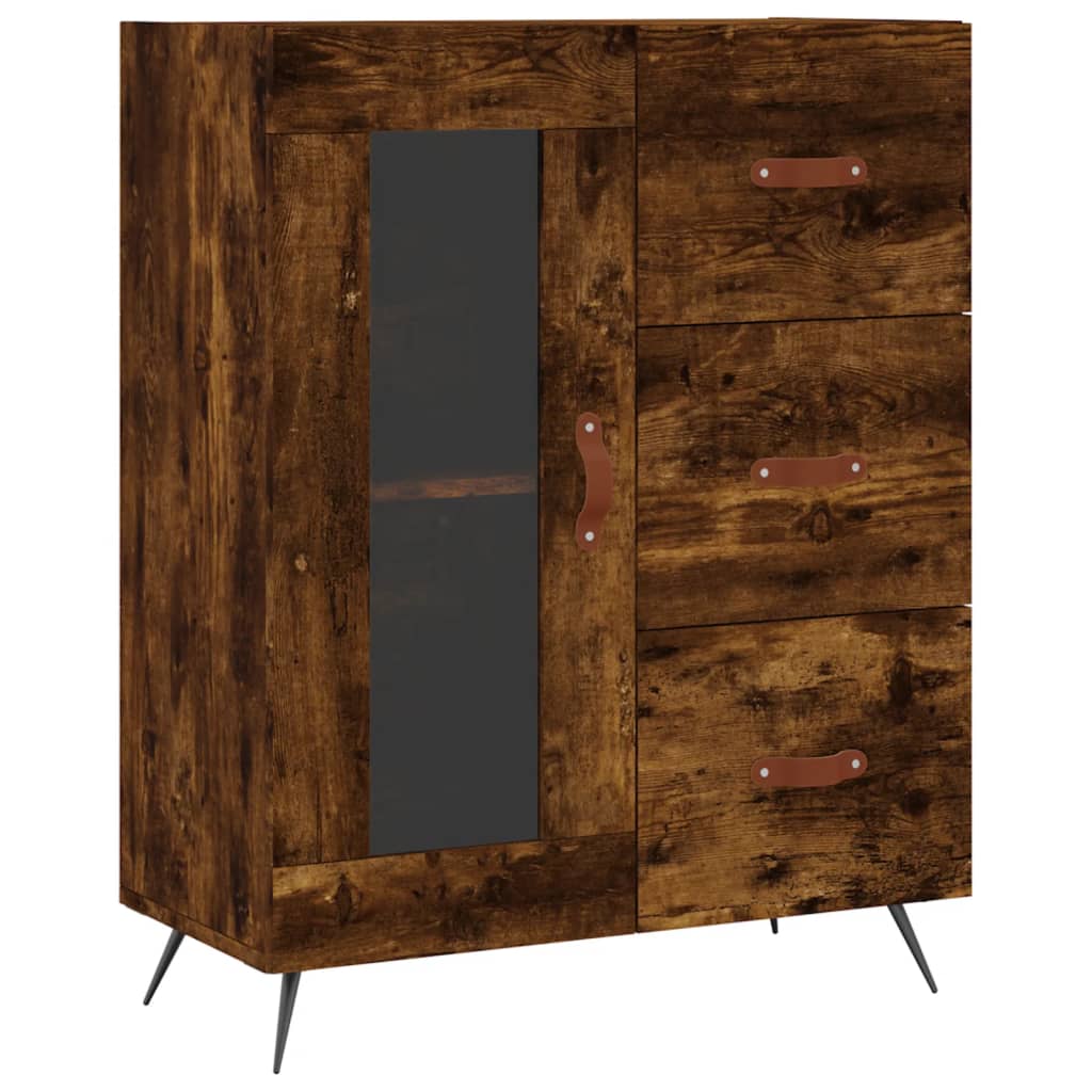 vidaXL Buffet haut Chêne fumé 69,5x34x180 cm Bois d'ingénierie