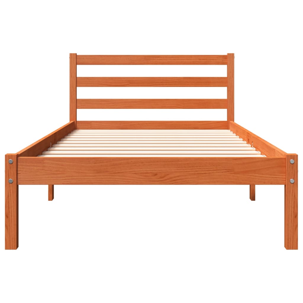 vidaXL Cadre de lit sans matelas cire marron 75x190 cm bois pin massif