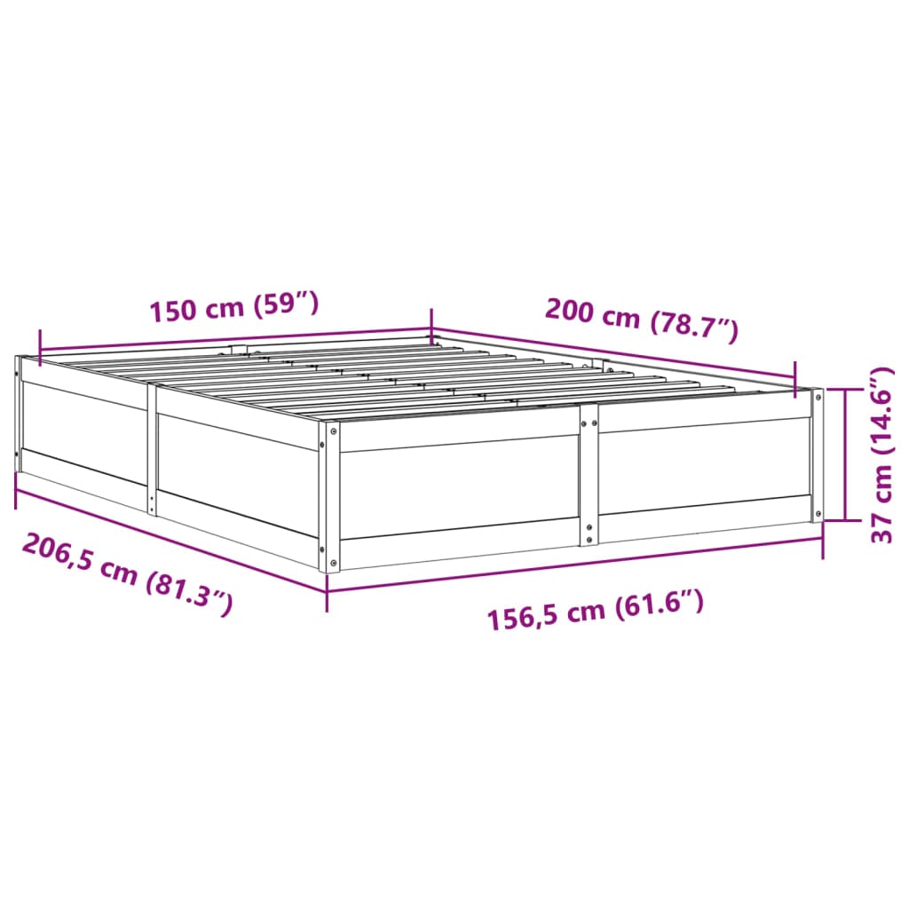 vidaXL Cadre de lit sans matelas 150x200 cm bois de pin massif