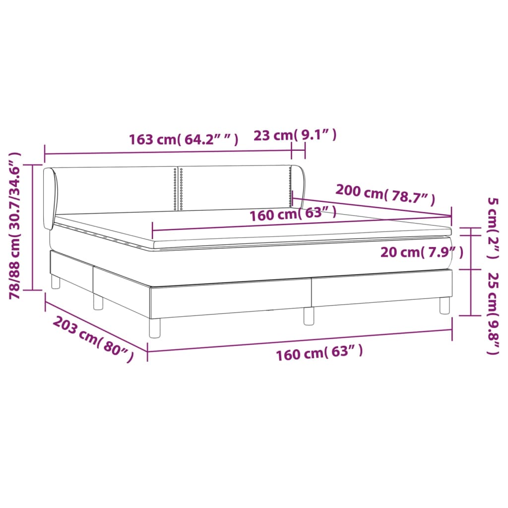 vidaXL Sommier à lattes de lit avec matelas Crème 160x200 cm Tissu