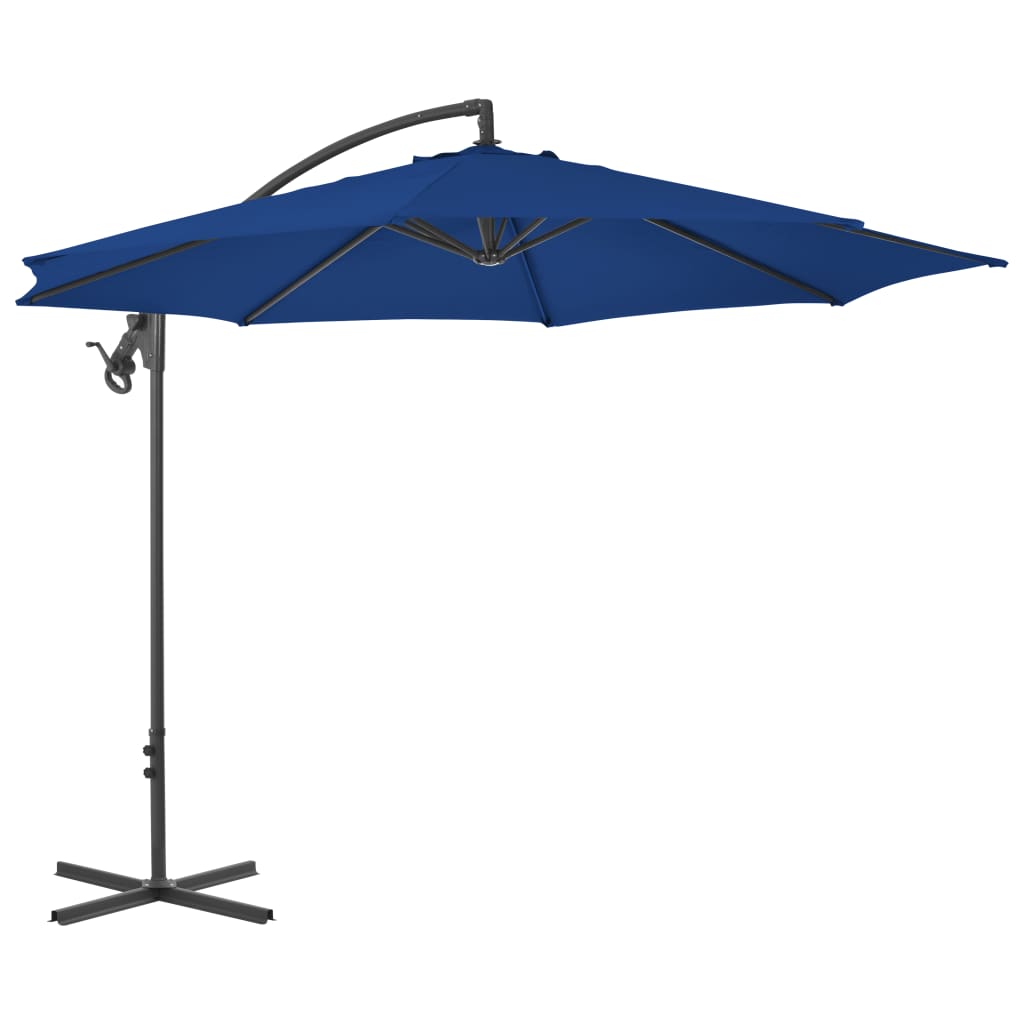 vidaXL Parasol de jardin en porte-à-faux avec mât en acier bleu azuré